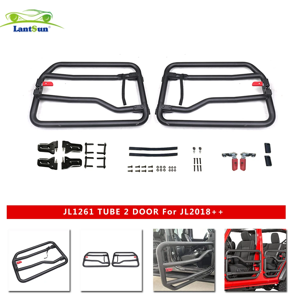 Front Side Steel Tube Doors Fit for Jeep Wrangler 2 Doors Black JL1261 LANTSUN