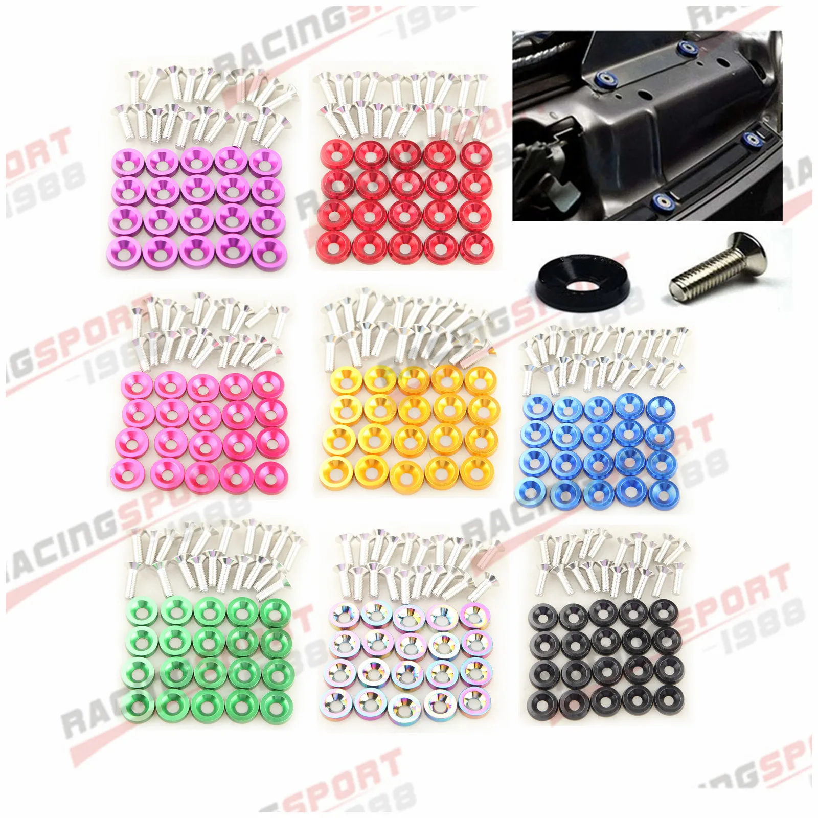 Aluminum M6 Fender Washers and Bolt License Plate Frame Washer Bolts For Honda Nissan Bmw 20Pcs/Pack