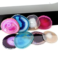 1pcs 70-90g Red Blue Purple Crystal AGATE SLAB Geode Amethyst Crystal Mineral Coaster Electroplated Edging Geode Agate slice 5