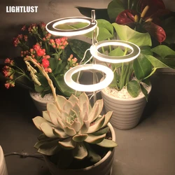 Angel Three Ring Grow Light DC5V USB Phytolamp para plantas, lámpara Led de espectro completo para plántulas de plantas de interior, Succulet de flores para el hogar