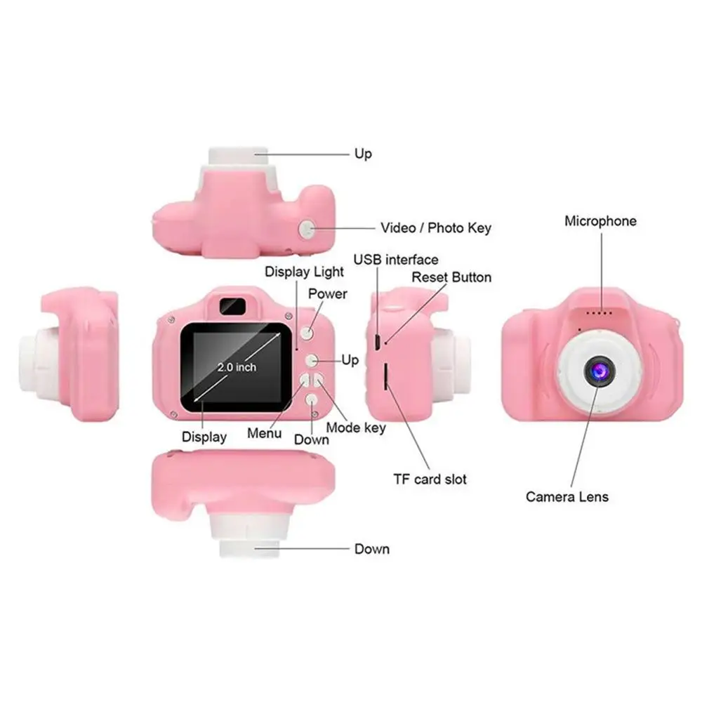 Cute Kids Mini Digital Photo 1080P Video Camera 2.0 Inch HD Screen Small Toy Camcorder Videocamera Micro Cam Children Best Gift