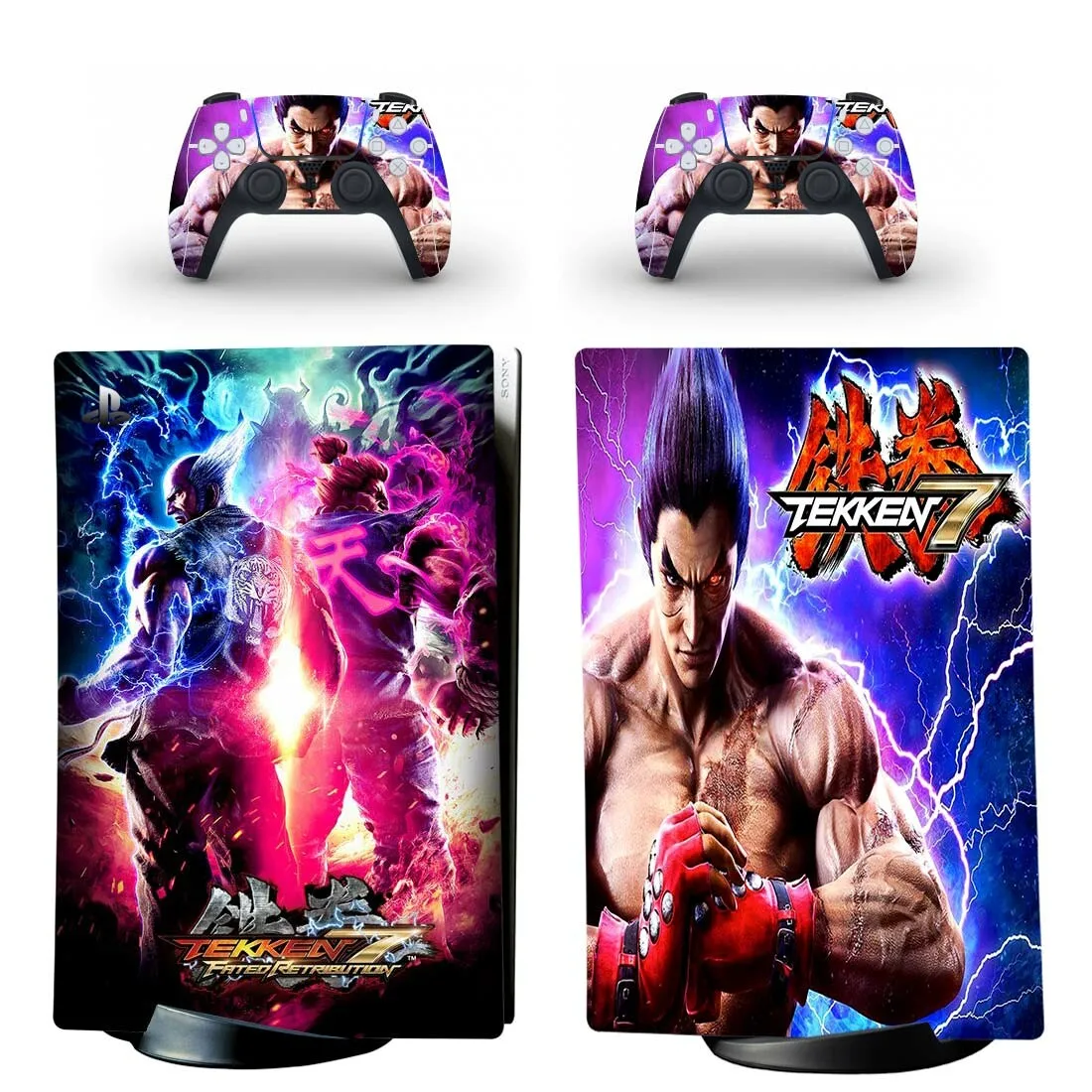 تيكين 7 PS5 طبعة رقمية الجلد ملصق غطاء لاصق لامع ل بلاي ستيشن 5 وحدة التحكم وأجهزة التحكم PS5 الجلد ملصق الفينيل