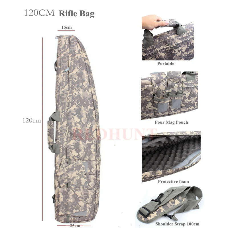 

New 120cm 47inch Tactical Hunting Shotgun Assault Sniper Rifle Shoulder Bag Airsoft Gun Rifle Holder Support Rifle Sandbag Pouch