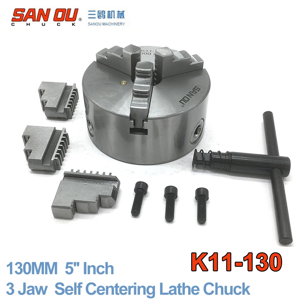 130mm 5 Inch 3 Jaw Self Centering Lathe Chuck SANOU K11-130 Metal Scroll Chucks for CNC Drilling Milling Machine