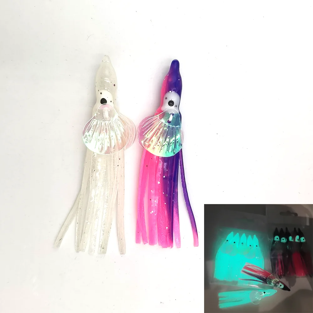 

100pcs 7cm 2.3g Glow Soft Bait Wobblers Fish Bionic Artificial Baits Luminous Squid Octopus Luya Lure Sea Fishing Accessories