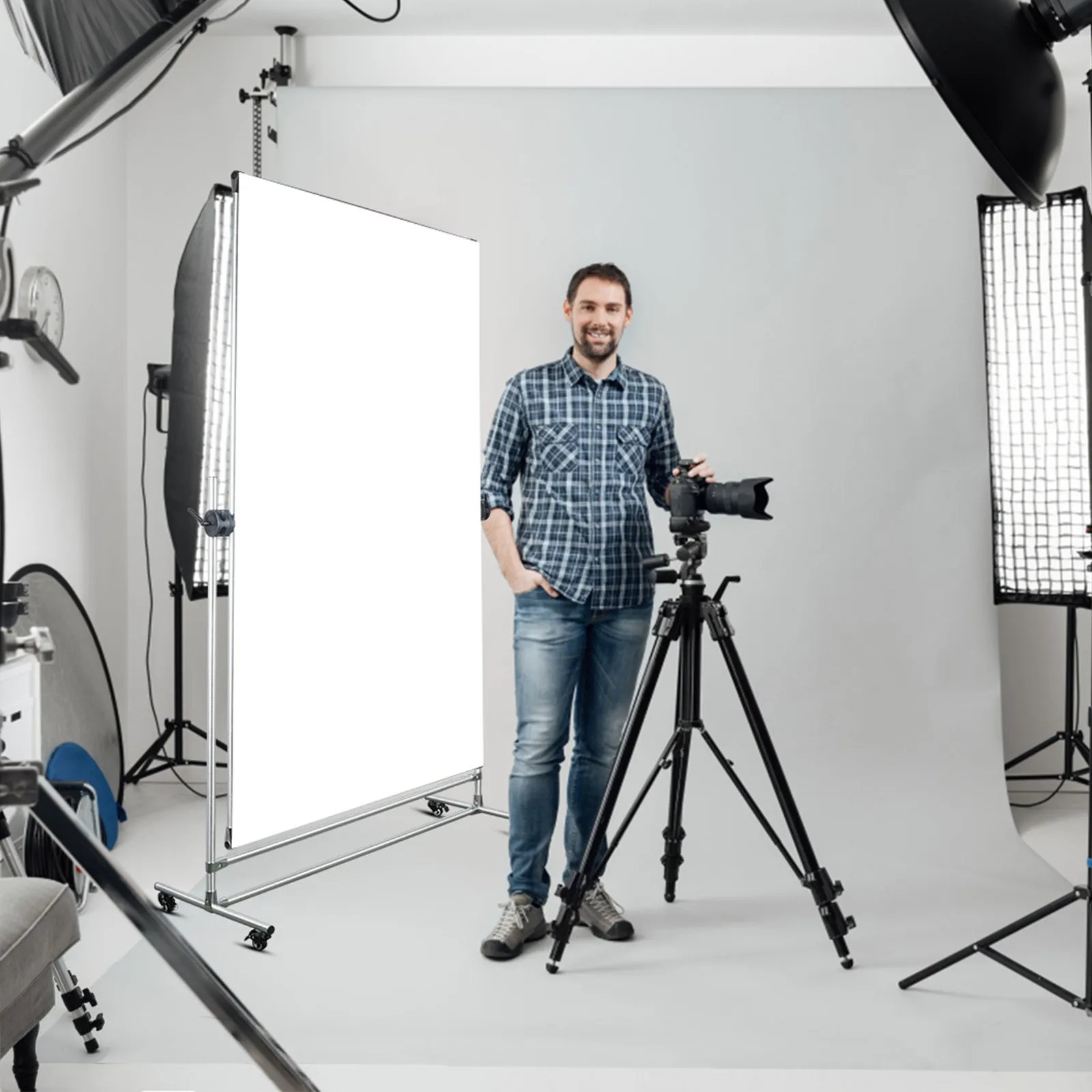 Scrim Jim Cine Kit Backdrop Stand and Pulleys w/ Diffusion Gels Filter Lighting Diffuser Film for Photography & video Studio