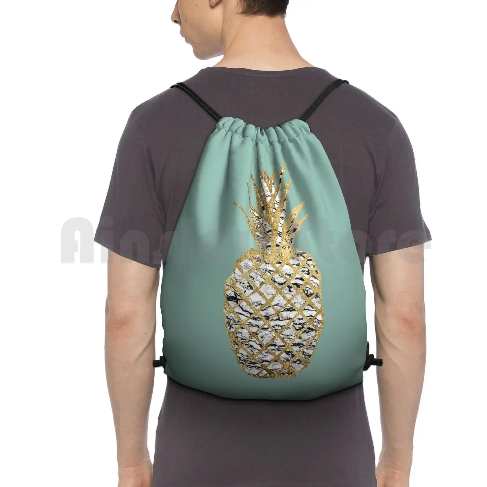 

Modern Chic Marble Gold Fruit Backpack Drawstring Bags Gym Bag Waterproof Fruit Fruity Marble Gold Marble Marble Summer