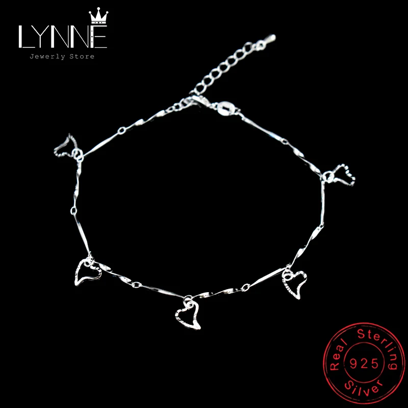 Nowa moda Serce Wisiorek Anklet Łańcuch na stopę Panie 925 Sterling Silver Beach Anklets Bransoletka dla kobiet Pulseras Biżuteria Prezent