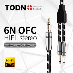 Todn Audio Splitter Headphone Adapter high end hifi 3.5mm AUX Cable for Computer 1 male to 2 Male Y Splitter Headset to PC Adapt