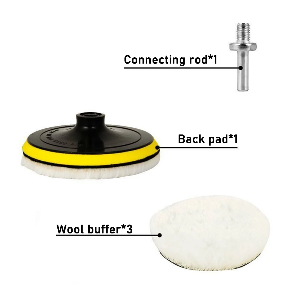 5Pcs 3/4/5/6/7 Inch Car Polish Pad Circle Soft Wool Waxing Buffing Pad Tool Kit  Auto Polishing Detailing Cleaning Goods