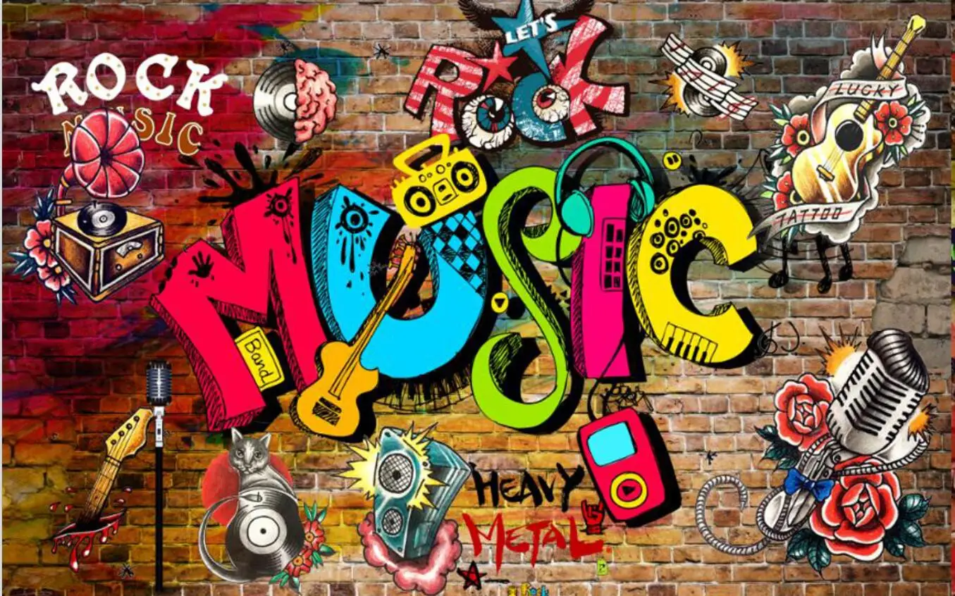 

Customized large mural retro nostalgic wall painting graffiti bar KTV background wall decoration painting 3d wallpaper