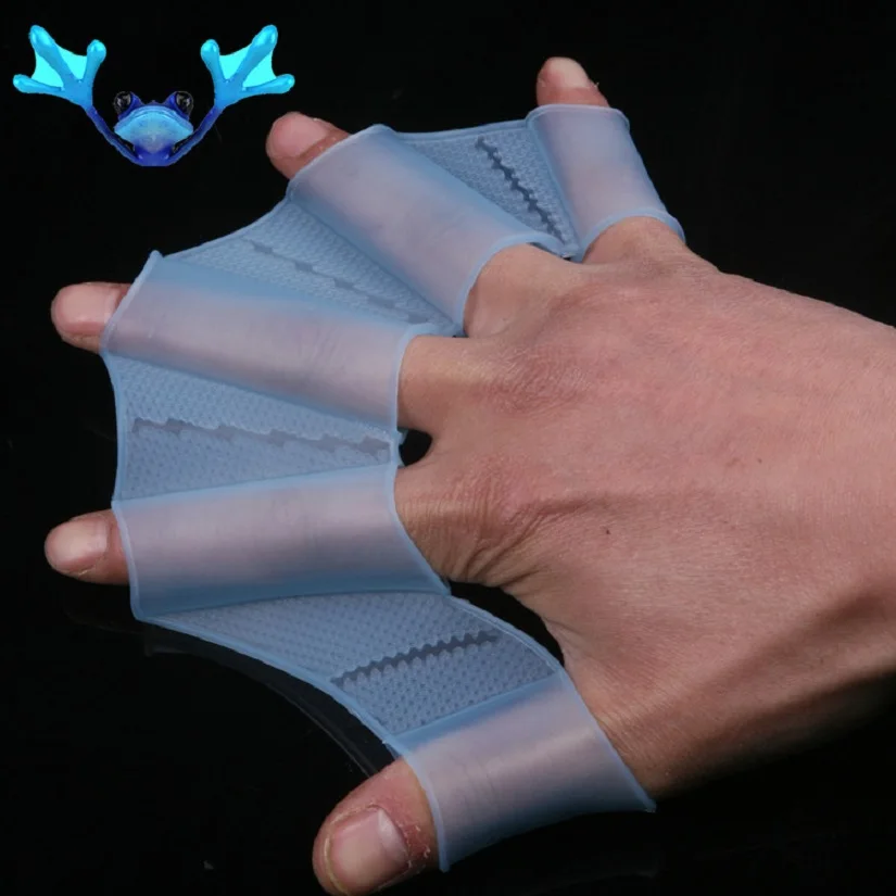 High quality Silicone Hand Swimming Fins Flippers Swim Palm Finger Webbed Gloves Paddle S M L