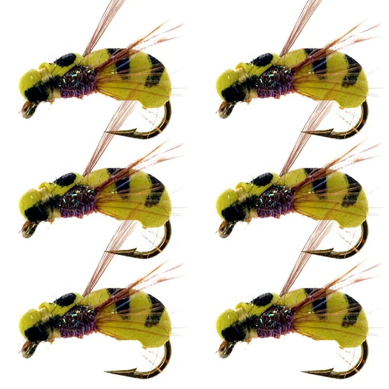 5/10/25Pcs/Box Yellow Simulation Bee Dry Fly Floating Foam Flies Trout Bass Perch Fly Fishing Flies Lures Size #10