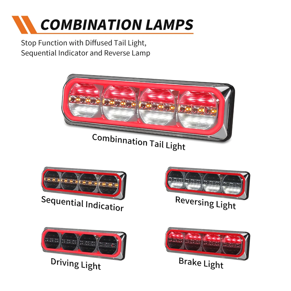 Maxilamp 4 LED Combination Tail Lights Turn Signal Stop/Tail/Indicator/Reverse Truck Trailer Ute