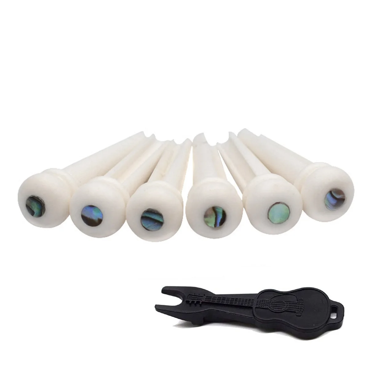 6PCS Pure Bone Guitar Bridge Pins with Abalone Dot for Six String Acoustic Guitar