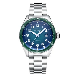 PHYLIDA Luxury Business Sport Mechanical Wristwatch Green Dial Men's Watch Automatic Stainless Steel 50M Waterproof