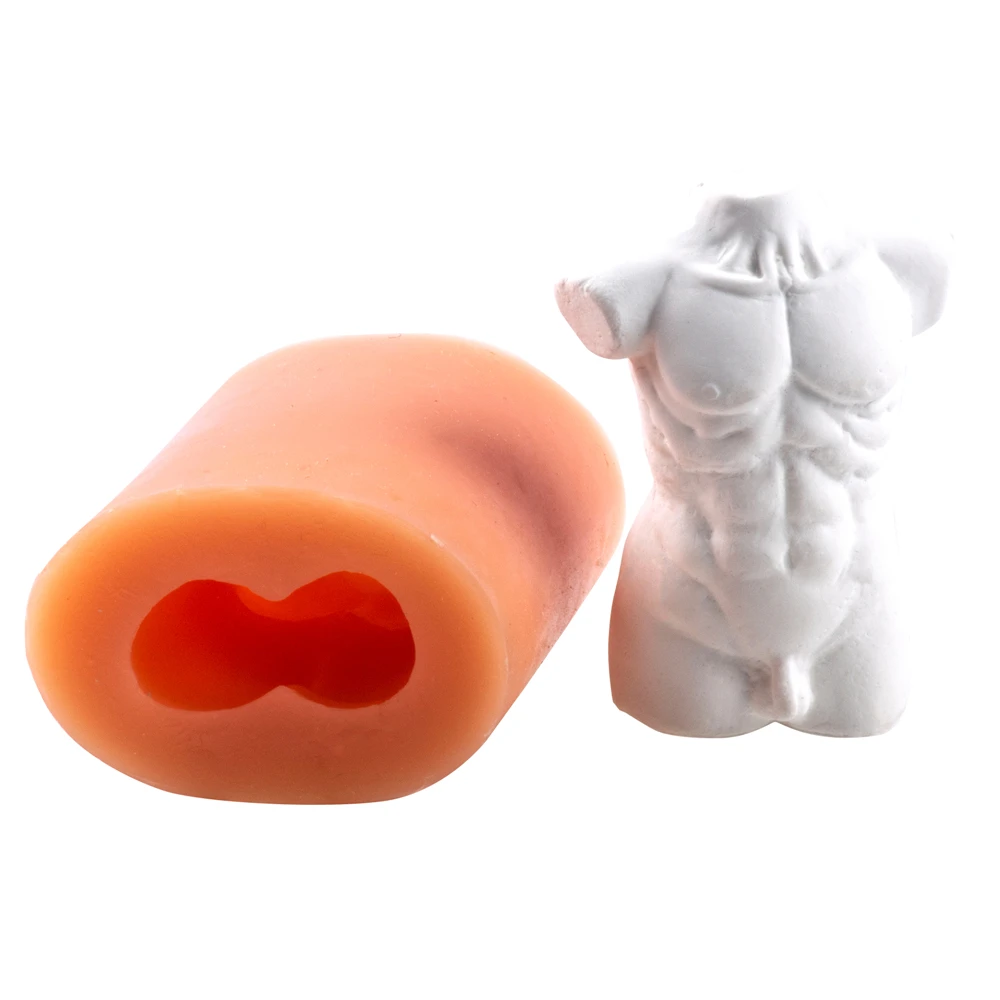 Integral Nude Clay Mold Human Body Model Silicone Mold 3D Strong Man Shape Fondant Mold Crystal Epoxy Soft Clay Bake Tools