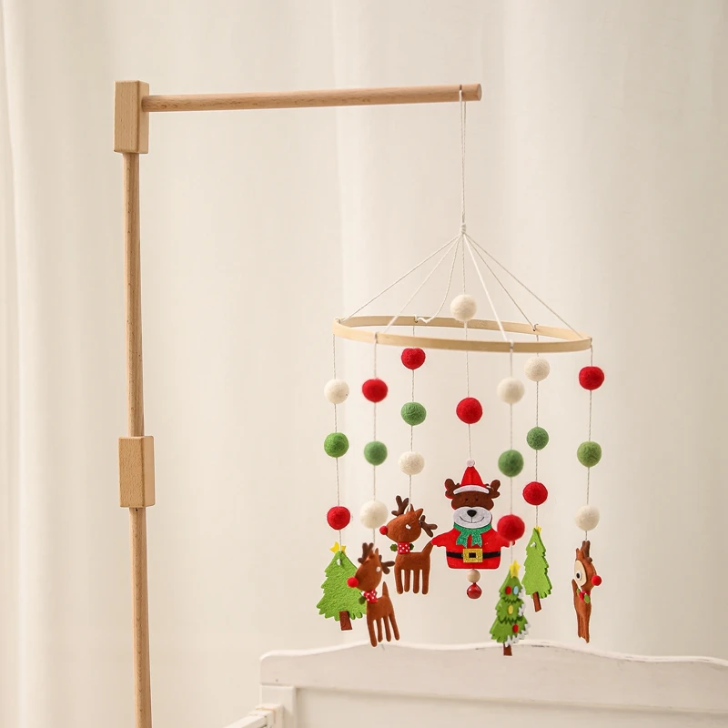 Wooden Mobile Hanging Bed Bell Bracket Newborn Crib Rattles Bracket Holder Hanging Baby Rattles Toy Hanger Accessories