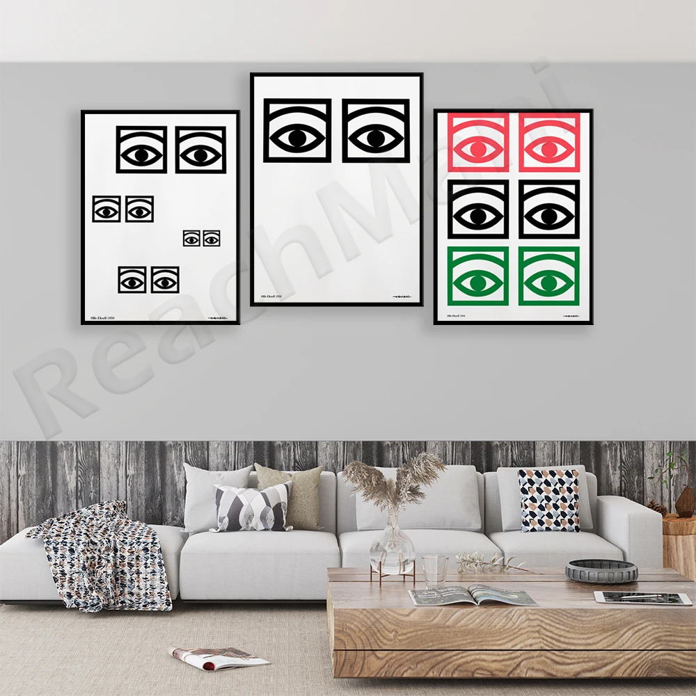 Olle Eksell Cocoa Eyes 1956 vintage prints, color prints, Ögon Cacao monocular poster, minimalist poster home decoration