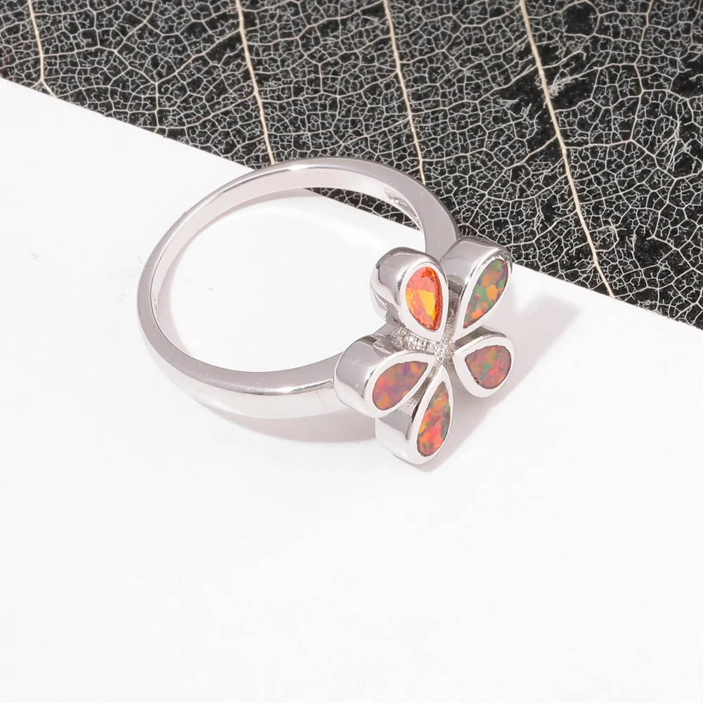 CiNily Created Orange Fire Opal Orange Stone Zircon Silver Plated Wholesale Hot Sell Women Jewelry Ring Size 6-9 OJ9621