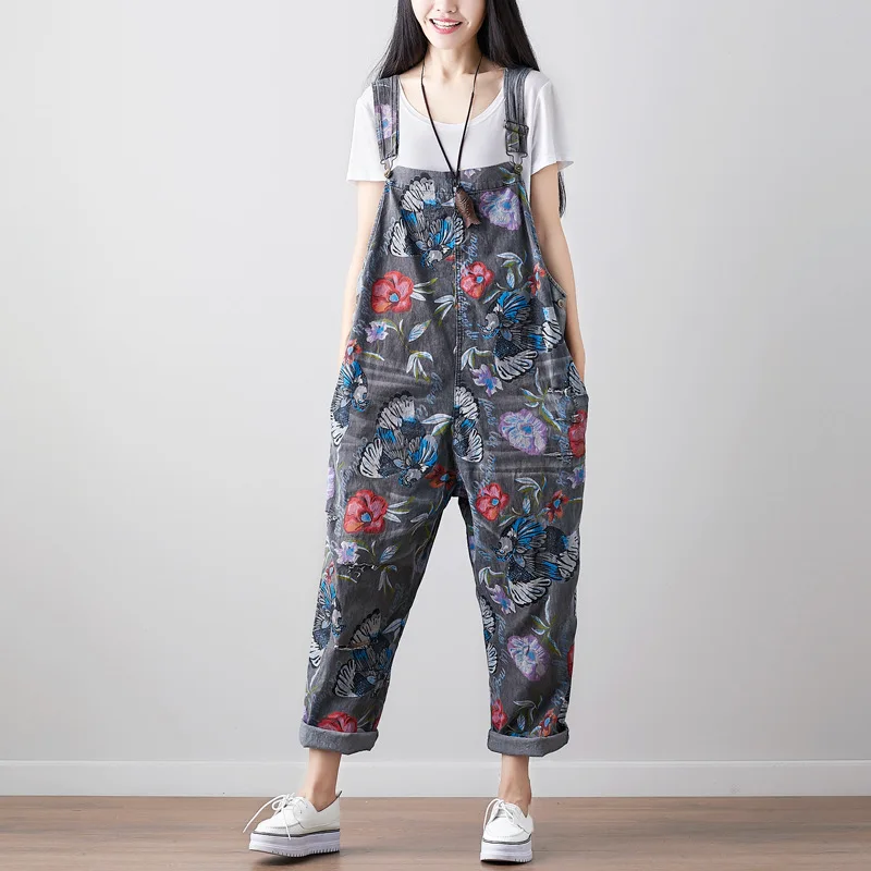 Max LuLu Korean New Fashion Style Summer Womens Vintage Printed Overalls Ladies Casual Denim Pants Female Punk Ripped Trousers