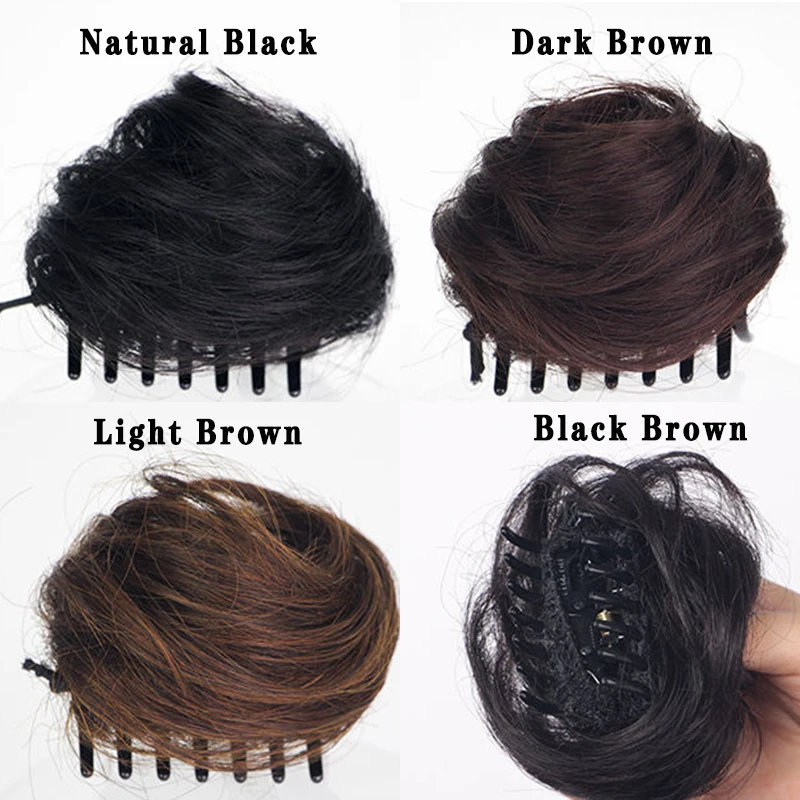 LUPU Cabelo Sintético Bun Garra Em Chignon para Mulheres, Hairpieces Scrunchy, Extensões De PonyTail, Fibra De Alta Temperatura