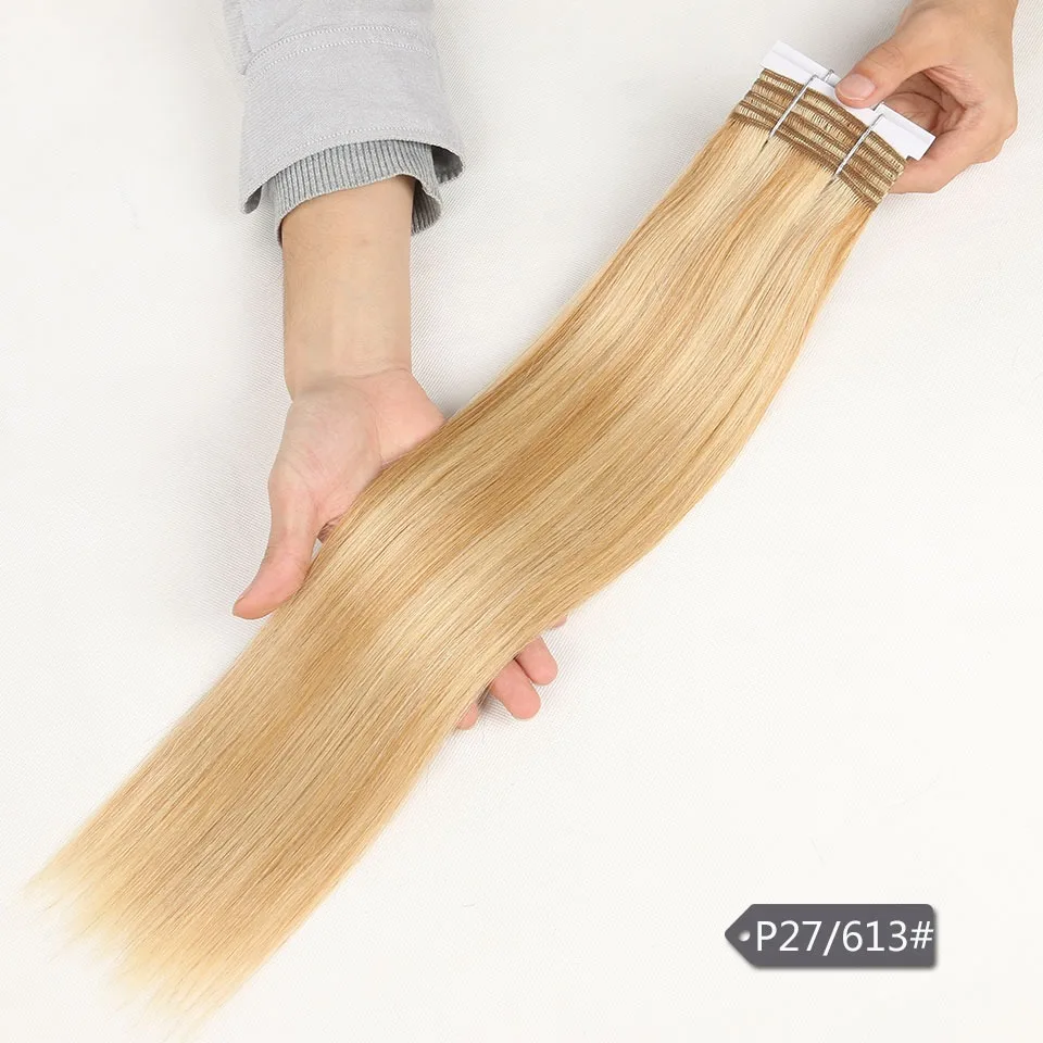 Rebecca Double Drawn Straight Hair P6/613 Blonde P27/613 Brazilian Human Hair Weave Bundles 1 Piece Only Remy Extensions