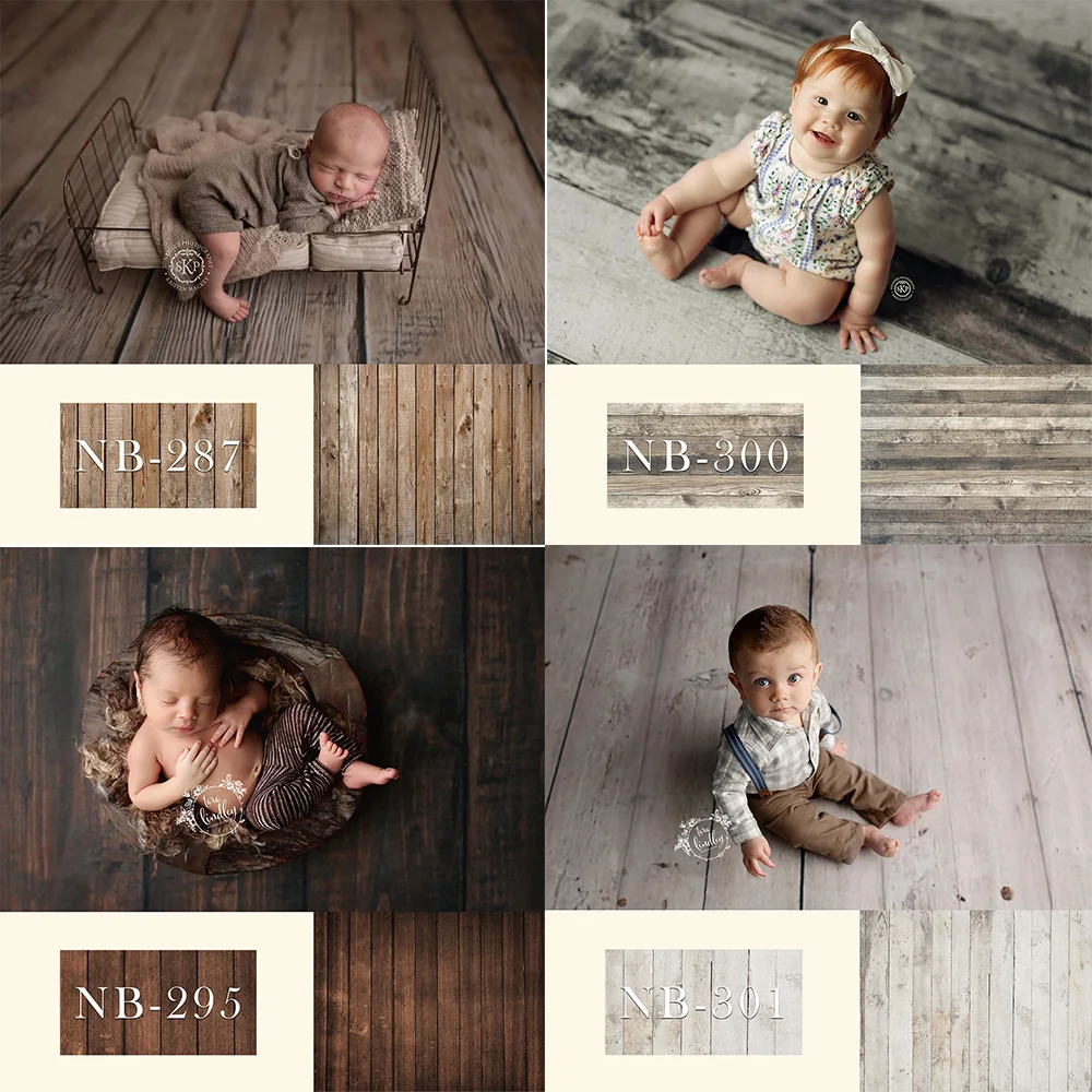 Fondo de fotografía de retrato de bebé recién nacido de madera para estudio fotográfico suelo de madera niños cumpleaños accesorios de fondo