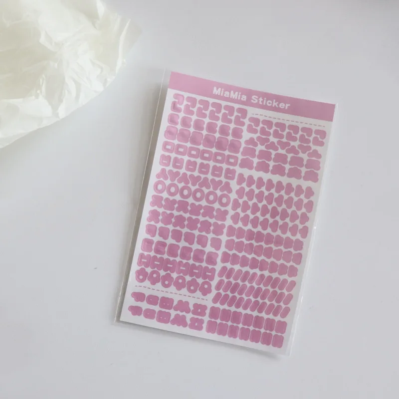 Ins Color Creative Korean Practice Cute Stickers Transparent Bottom Traceless Notebook Stationery Decorative Sticker DIY Collage