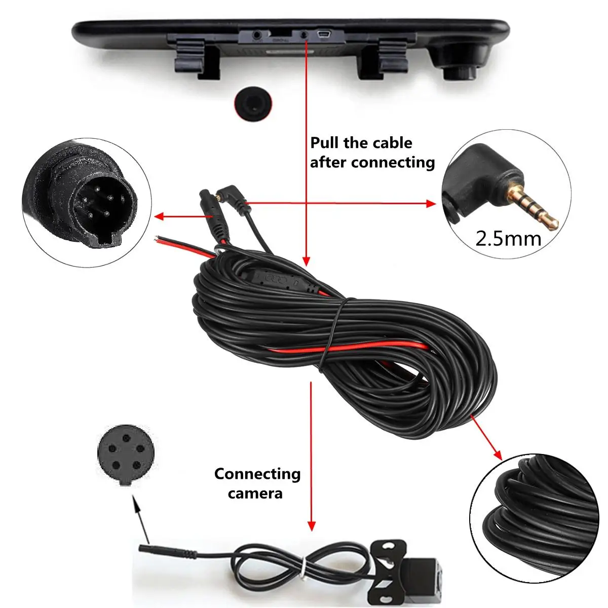 Cavo Di Prolunga Per Telecamera Retromarcia A 5 Pin – 2,5 M, Universale Per Camper, Furgoni E Camion, 12V/24V