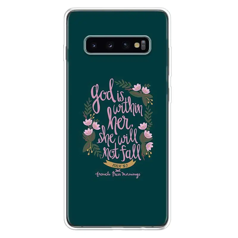 Biblia werset Chrystus chrześcijański etui na telefon z kwiatami do Samsung Galaxy S24 S23 S22 S21 Ultra S20 FE S10 Plus S10E S9 S8 Soft TPU z powrotem