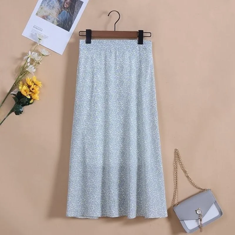 Skirts Women Stylish Soft Chiffon All-match Summer Vacation Clothing Hot Sale Floral Femme Prairie Chic Daily  Empire Newest