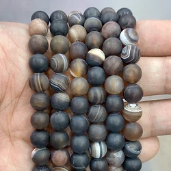 Natural Matte Stripe Brown Agates Banded Lace Onyx Beads 15