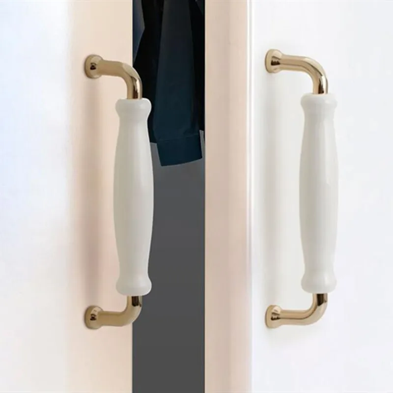 KK&FING White Ceramic Door Handles Modern Furniture Knobs Zinc Alloy Ceramic Pulls Kitchen Cupboards Cabinet Door Drawer Handle