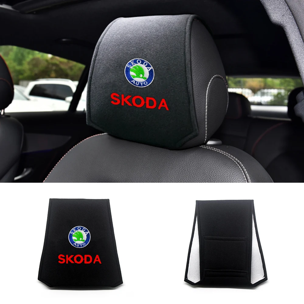 Car Headrest Cover Auto Seat Headrest Cushion Neck Pillow Case for Skoda Octavia Fabia Rapid Yeti Kodiaq Superb Octavia A 5 A 7