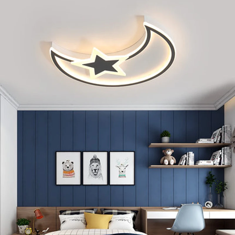 

Simple modern Led ceiling lamp Stars with moon bedroom lamp warm romantic creative boys and girls children room lights