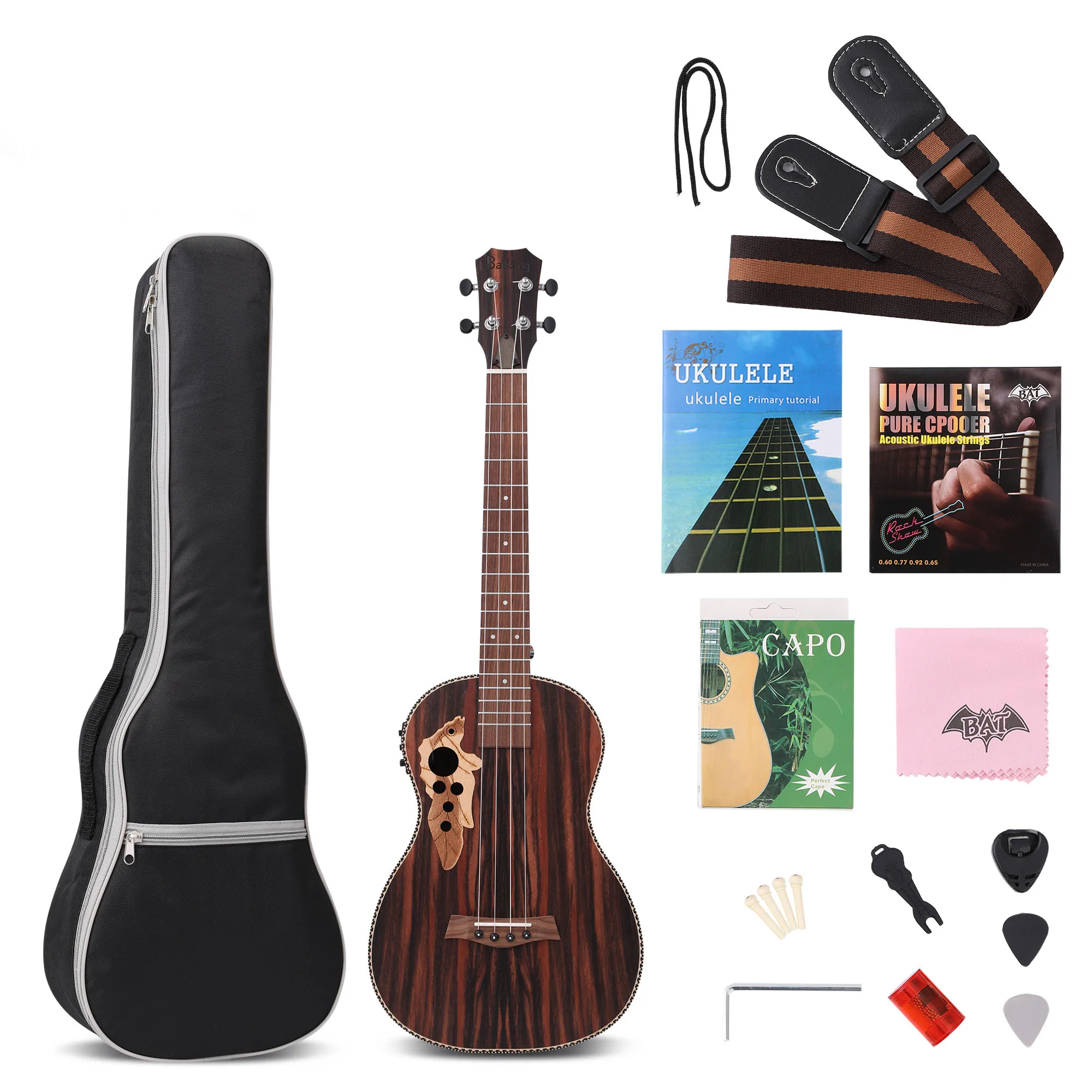 

Batking Tenor Ukulele 26 Inch All Blackwood Acoustic Electirc Ukelele Kit with Truss Rod with EQ with Gig Bag,Strap, 26" Ukulele