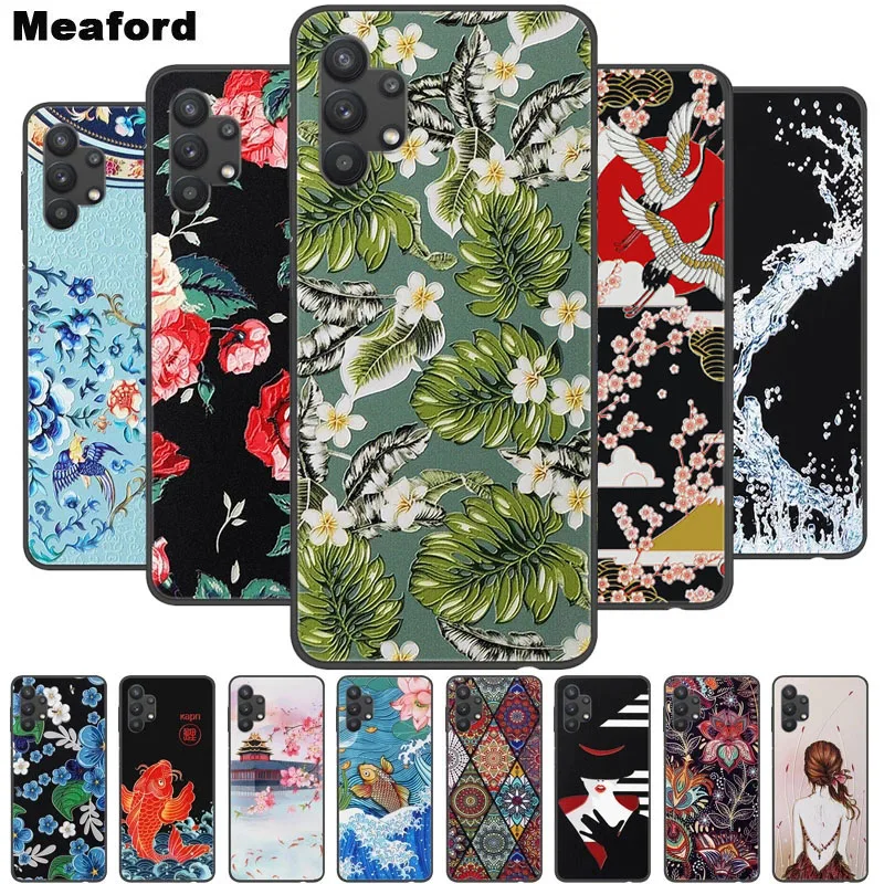 3D Emboss Flower Case For Samsung A52 5G Cover Cute Relief Case For Samsung Galaxy A32 A52 A72 5G Phone Case for Samsung A 52 4G