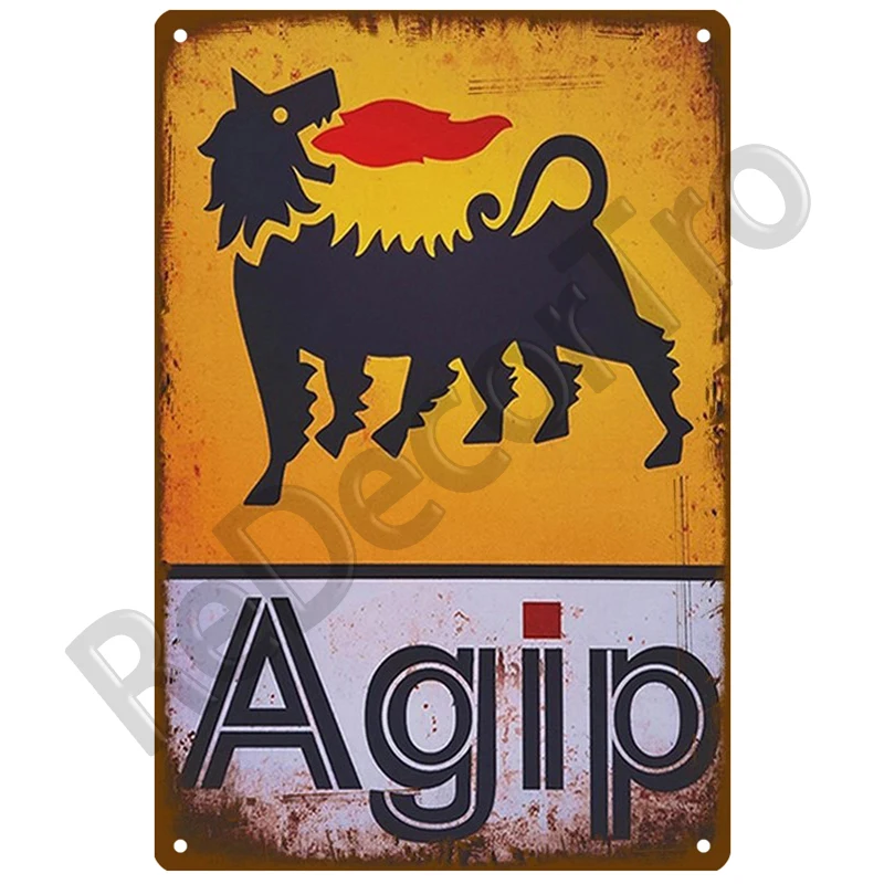 Agip Gulf 레트로 장식 하우스 금속 사인 플레이트 포스터, 벽에 주석 사인, 빈티지 포스터 장식, 벽 아트 룸 장식