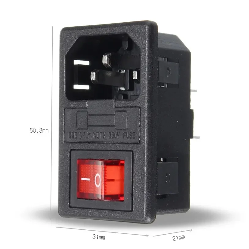 250V 10A AC 3 in 1 Fuse Power Supply Socket Connector Rocker Switch