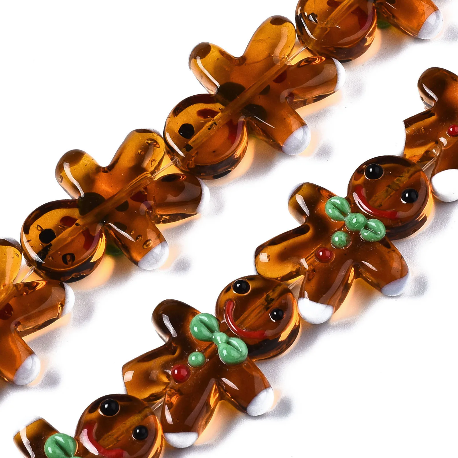 20~25Pcs Gingerbread Man Christmas Hat Tree Lampwork Beads Dangle Glass Beading Necklace Earrings DIY Jewelry Making Findings