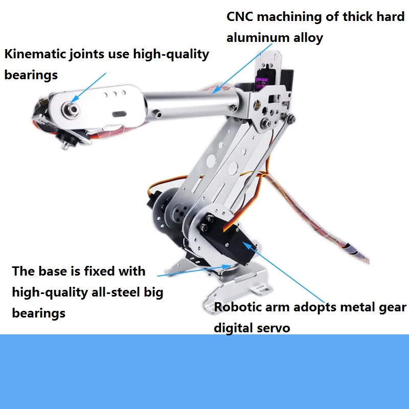 

CNC Full Metal 6DOF Robot Arm Kit S6 6-Axis Small Mechanical Arm Manipulator With 6pcs Digital Servo Education DIY Toy