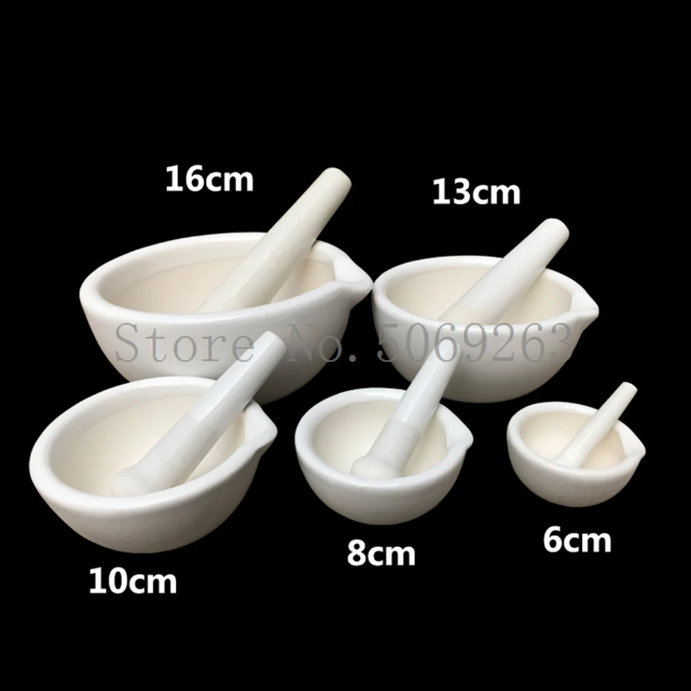 2pcs/lot Lab Ceramic Mortar Laboratory Pestle WIith Mortar Pestle White Mixing Grinding Bowl Set