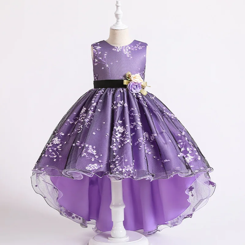 Wedding Birthday Dresses For Girls 3-12 Years Elegant Party Floral Tutu Christening Gown Kids Children Formal Pageant Clothes