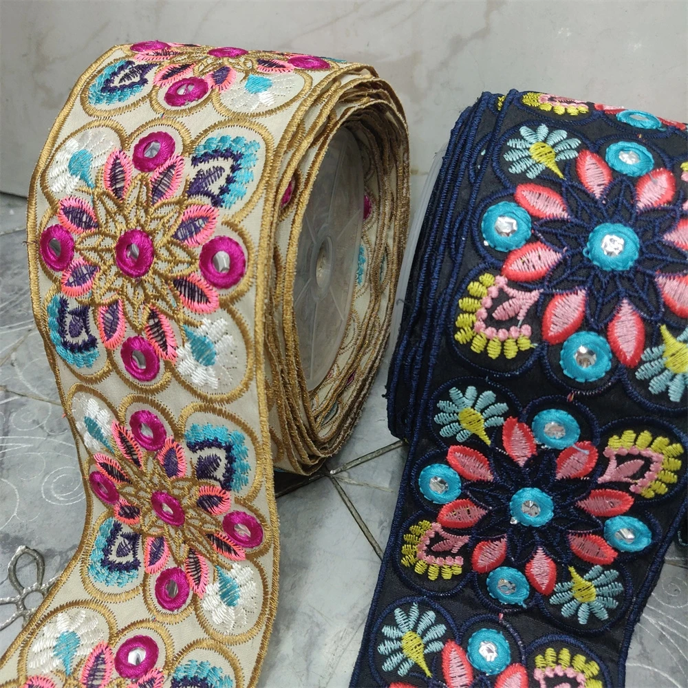 Cintas bordadas de 1 yarda, adornos florales de encaje, ropa de bricolaje, costura suiza para zapatos, bolsos, tocado, artesanía