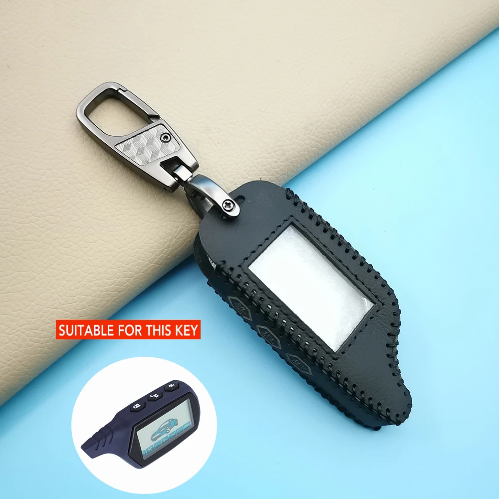 Key Case Key Cover For B9 B6 Leather Case For Starline LCD B9 B91 B6 B61 A91 A61 V7 LCD 2 Shape Remote Car Alarm Keychain