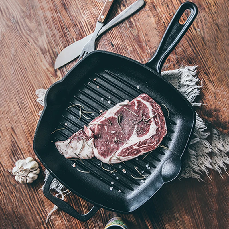 

Outdoor Camping Cast Iron Durable Nonstick Frying Pan Ham Egg Steak Grill Gas Induction Cooker Saucepan Panelas Cooking Cookware