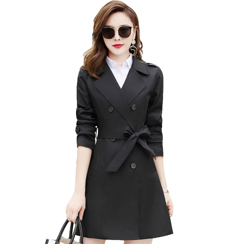 

2020 Autumn New Trench Coat for Woman Double Breasted Long Coats Waterproof Raincoat Female Windbreaker Business Outerwear 12
