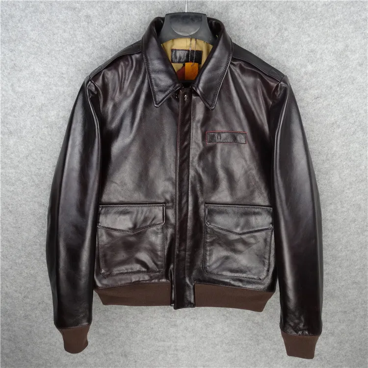 A2 Free shipping.Brand style leather clothing,man's 100% genuine leather Jackets,classic men's slim tanning jacket,quality