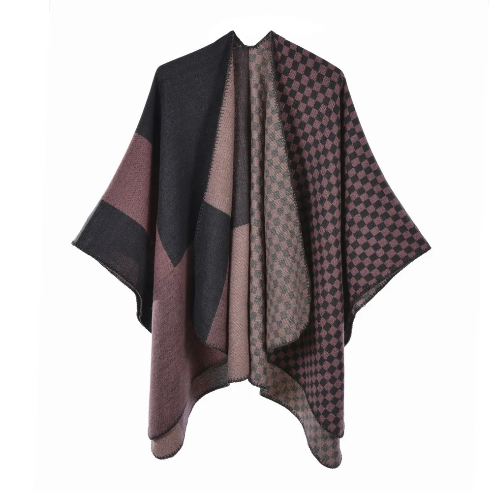 Women\'s Warm Shawl Wrap Cape Winter Cardigan Sweaters Open Front Poncho Ruana Stoles Oversized Blanket For Fall Winter Holiday